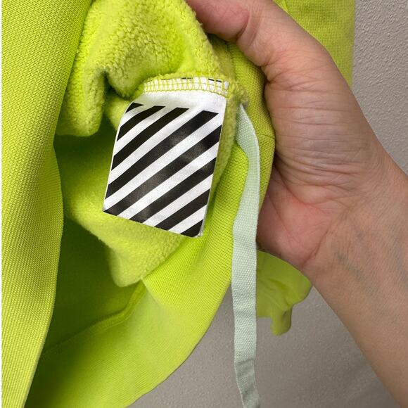 Off-White Contracting Graphic Print Hoodie Lime/Yellow Unisex S - Picture 12 of 15